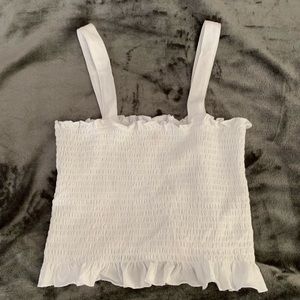 white ruffled crop top